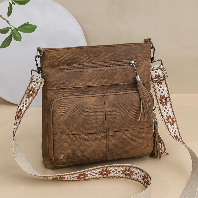 Damen Retro Denim PU Einzel-Schultertasche Große Kapazität Umhängetasche Multifunktionale Schulter-Umhängetasche Ausflugs-Freizeit-Pendlertasche