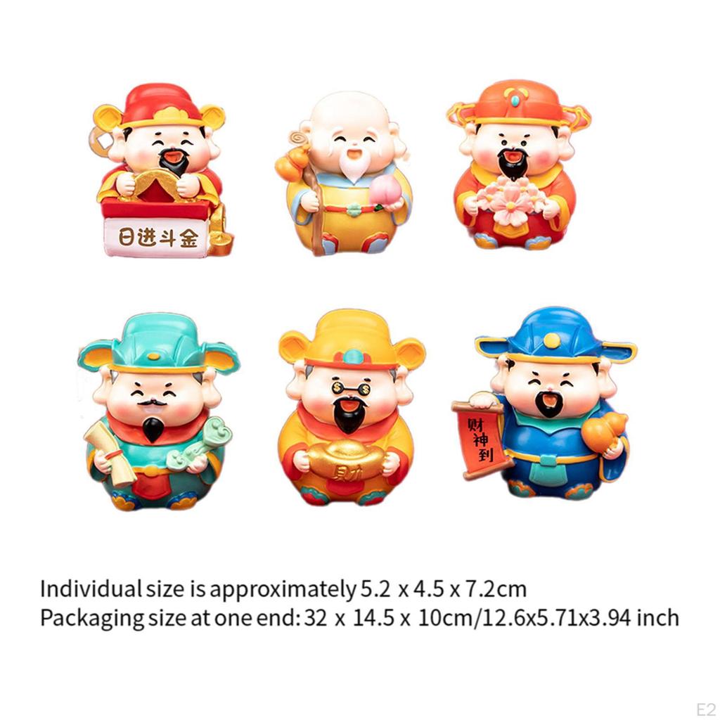 6Pcs Miniature Figures Cute Doll for Children Spring Festival Office