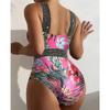 Seksi Baskı Askılı Mayo Kadın Şınav Tek Parça Mayo Monokini Backless Hollow Yaz Mayo
