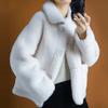 Autumn and Winter Collection of Lambskin Coat for Women Featuring Short Loose and Granular Lambskin Coat with Combination of Sheared and Fur