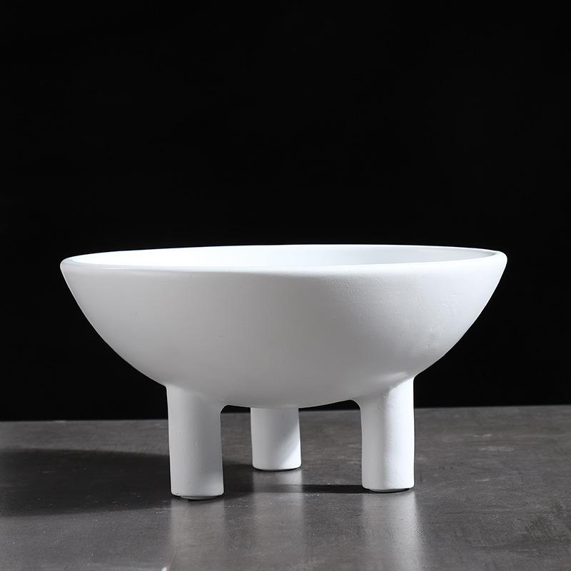 Ceramic Plate Tray Black and White Tall Fruit Bowl Flowerpot Desktop Storage Organization Decorative Figurines Home Decoration