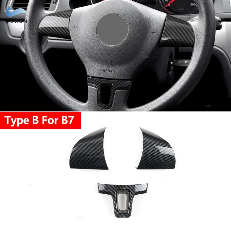 Accessoires de Voiture en ABS Cache-Volant Garniture Pour VW Golf 6 MK6 Passat B7 Jetta Bora CC Tiguan Caddy Touran Motif Fibre de Carbone