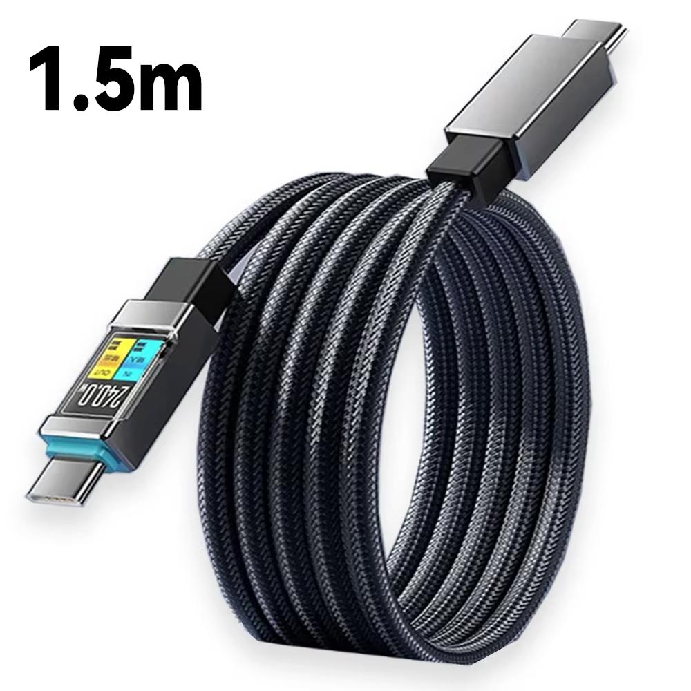 

240W E-marker Chip Braided Bold USB C To Type C Safety Fast Charging Cable for iPhone 17 16 15 Pro Max Xiaomi Samsung S24 S25 1.5m чёрный