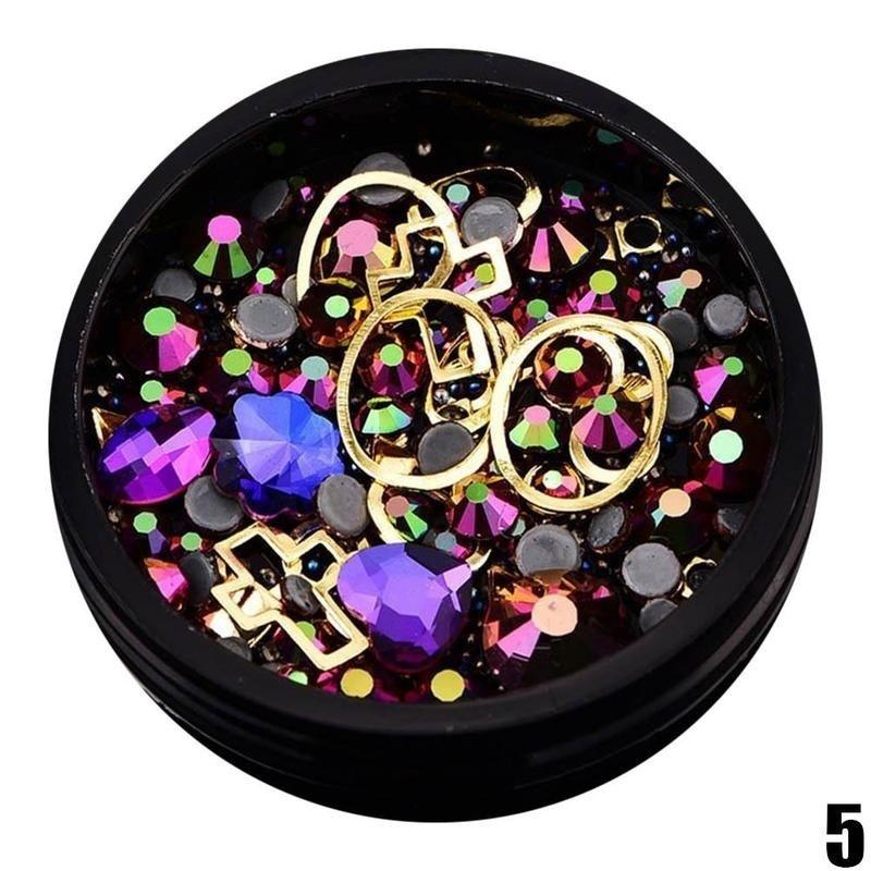 Rainbow Jelly DIY Nail Art Sticker Rhinestone Fashion 3D Charms Wheel Manicure Rivet Stud