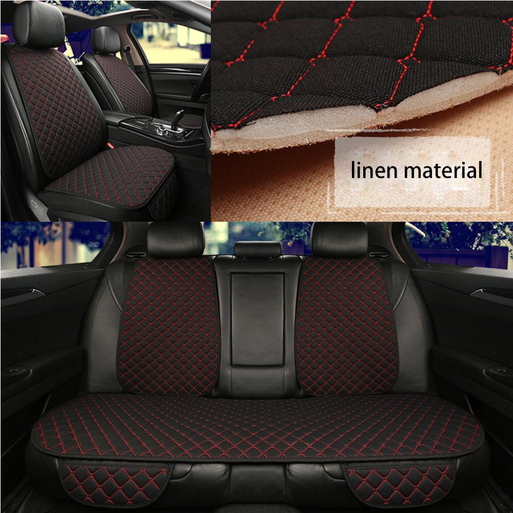 Large Flax Car Seat Covers Breathable Front/Rear Separate Backrest Seat Cover Linen For Autos Interior Details Automotive