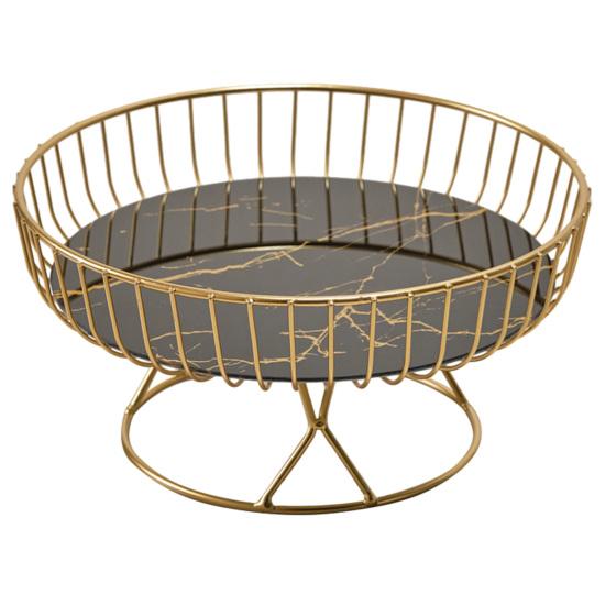 

Metal Wire Fruit Basket Round Mesh Fruit Bowl with Marble Texture Tray Modern Decorative Bread Snacks Serving Bowl for Kitchen Countertop Table S чёрный