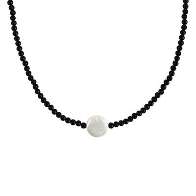 Efor. Flat Pearl Dew Drop Necklace BK
