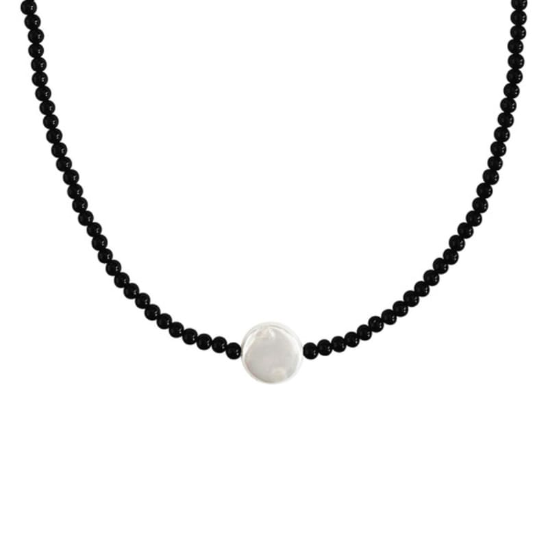 efor. Flat Pearl Dew Drop Necklace BK