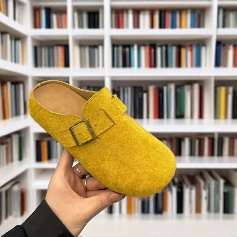 

Pregnant women s baotou and half slippers, women s spring and autumn outer wear, non-slip, one pedal without heel, retro soft bottom 35 жёлтый