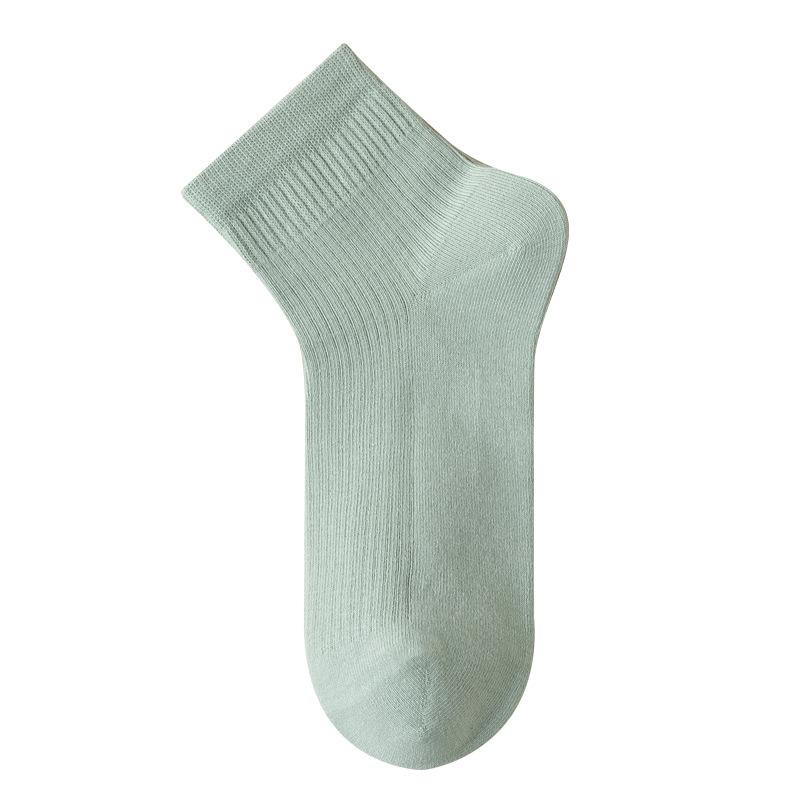 5 Pairs of Women's Summer Thin Pure Color Small Fresh Simple All Match Pure Cotton Deodorant Socks