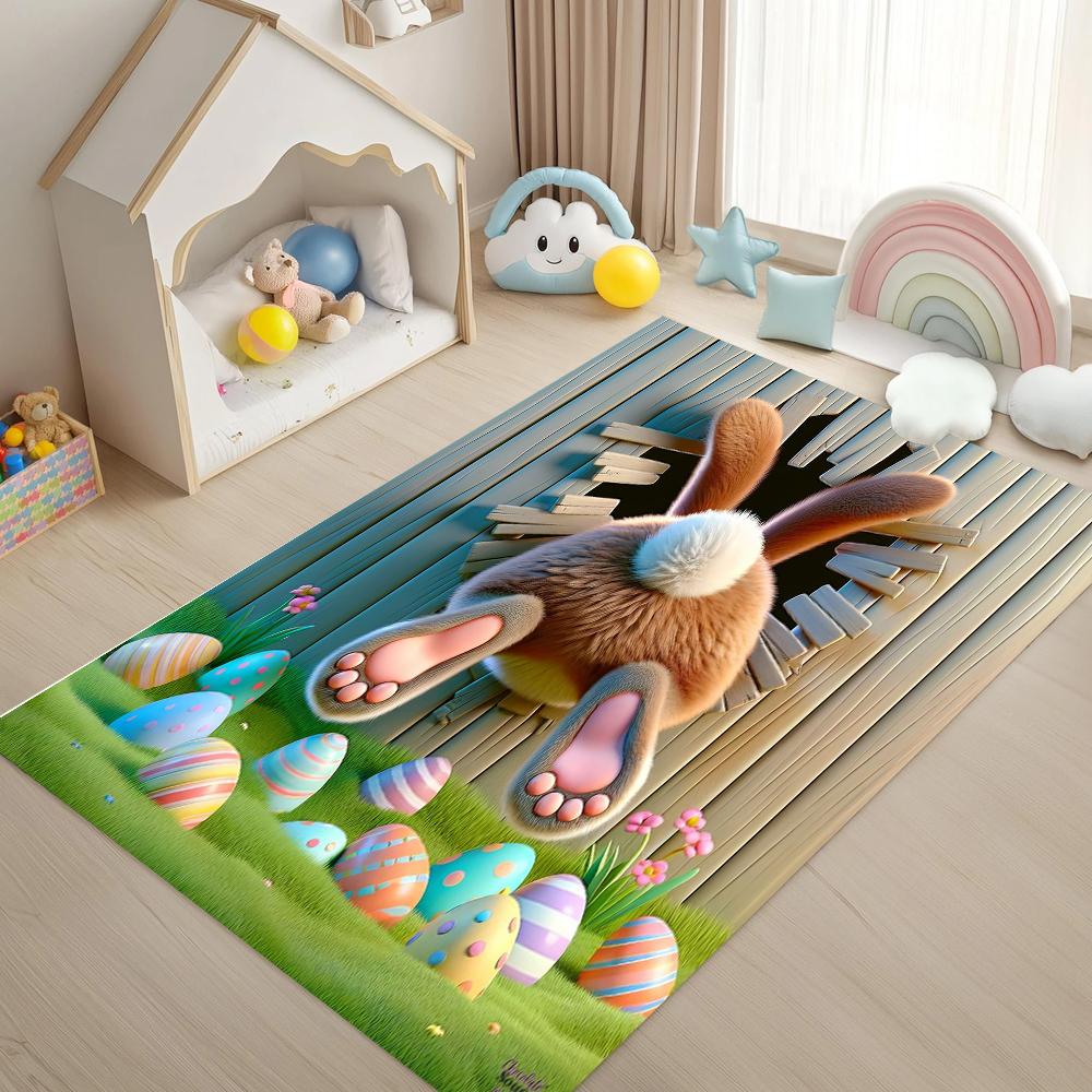 Easter Bunny Carpet Rabbit Door Opening Carpet Door Mat Living Room Bedroom Holiday Party Decoration Carpet Rug