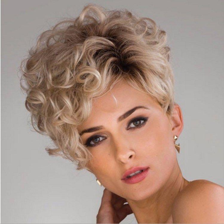 Short, Curly, Golden Wig for Women: Voluminous High-Temperature Silk Wig YN398