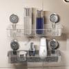 Q1FD Suction Cup Storage Rack For Toiletries Waterproof Bathroom Solution Wall-Mounted Kitchen Storage Shelf
