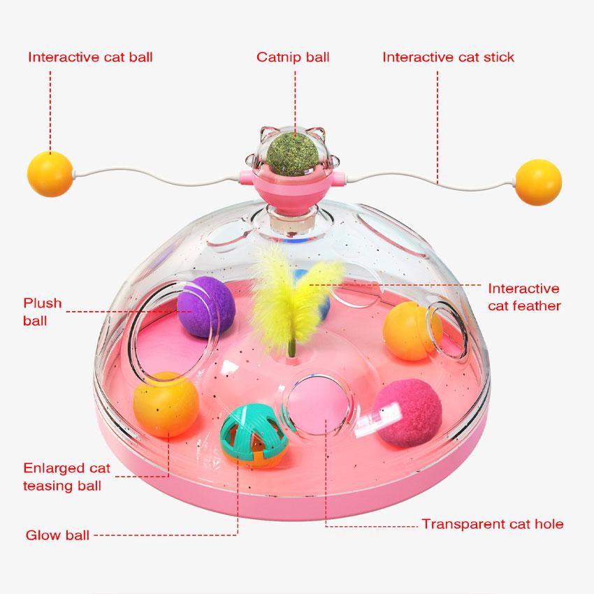 Indoor Multi-Function Cat Toy Track Ball Feather Interactive Catnip Toys for Kittens Turntable Cat Puzzle Toy Funny Interactive