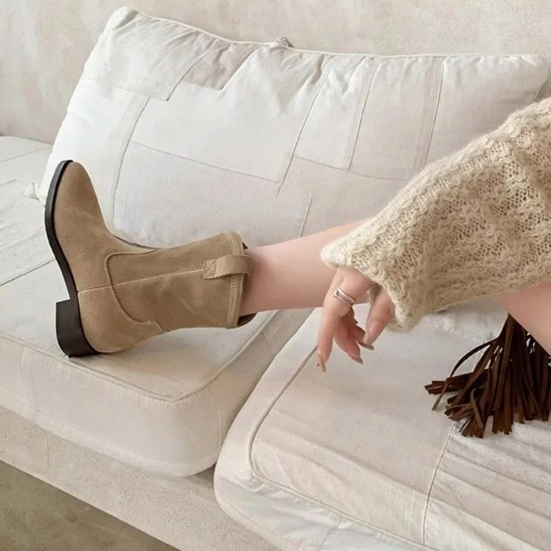 Women's Shoes On Sale  New Slip-on Women's Boots Fashion Solid  Daily Boots Women Hot Sale Pointed Toe Ankle Boots Zapatos