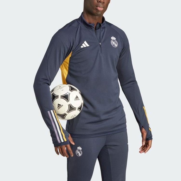 Adidas Striped Color Block Long Sleeve Soccer Jersey 23 Season Real Madrid Men Jersey Legendary-Ink-Blue IB0873