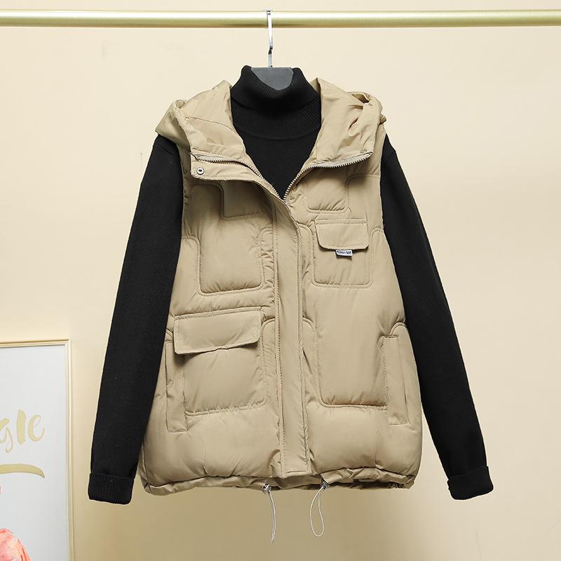 

Vest Women s Loose Vest Short Versatile Outer Wear Student Thermal Vest Jacket M хаки