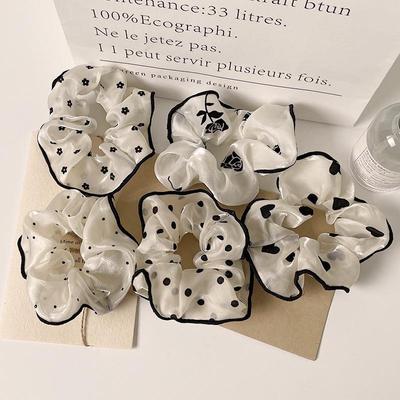 Korean Style Polka Dot High Elastic Scrunchie Hair Flower Accessory