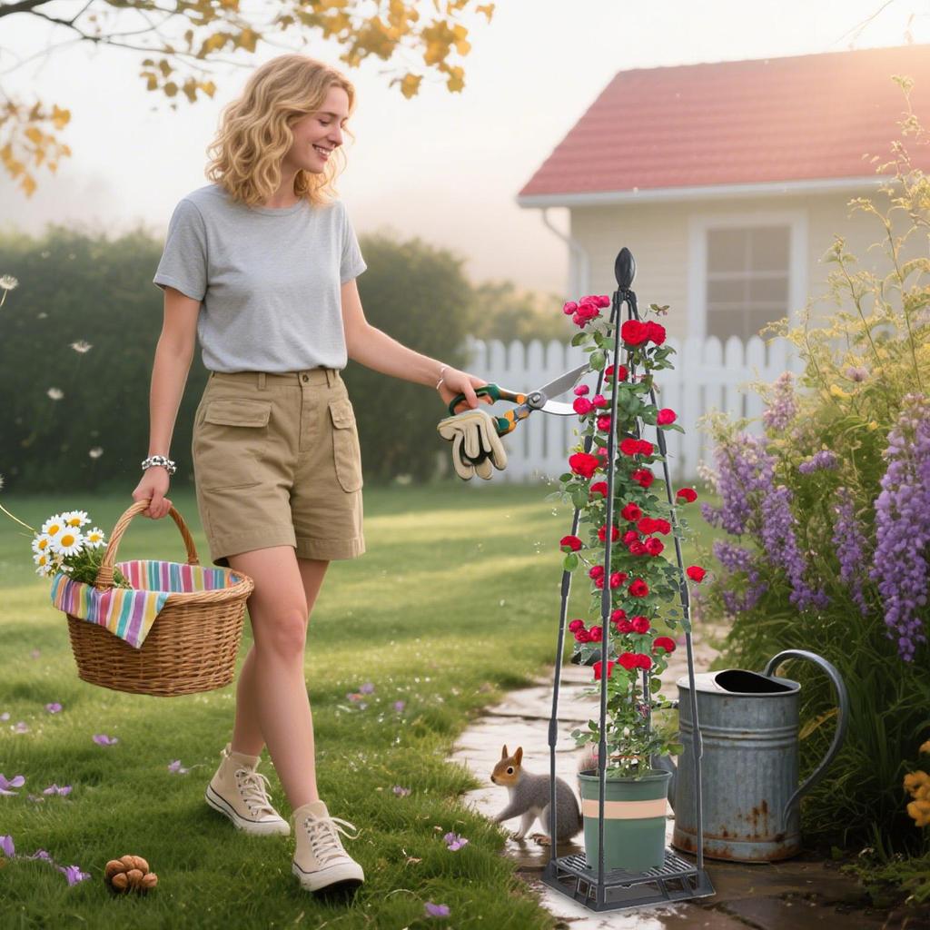 Garden Trellis Metal Plant Climbing Support Heavy-Duty Flower Climbing Frame Tower for Potted Greenhouse Cucumber Flower