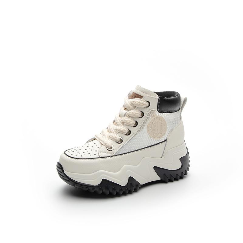 Women's shoes new spring, summer, autumn and winter shoes versatile thick-soled mesh breathable high-top white shoes women's tide