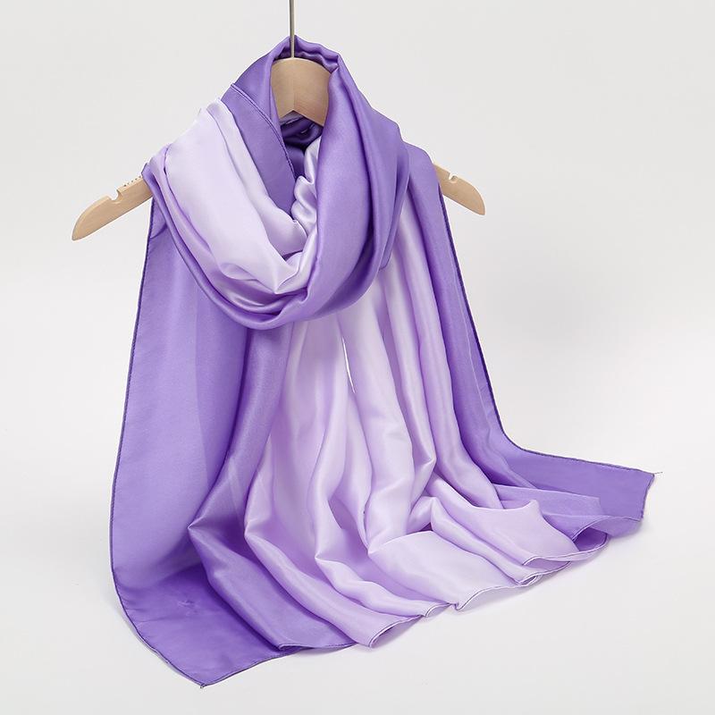 Spring and summer new gauze women's fashion gradual change long shawl, fashion trend sunscreen silk scarf thickened scarf