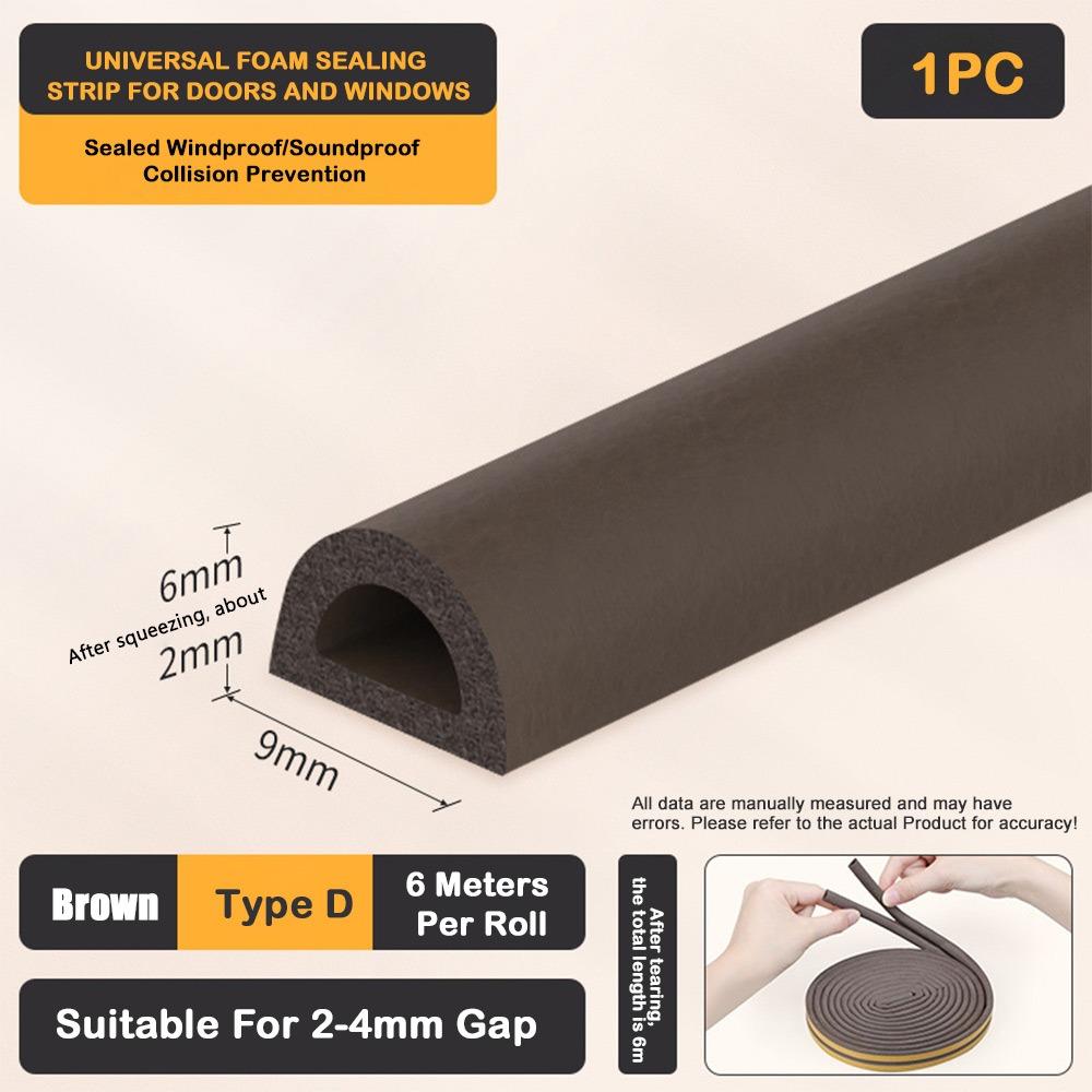 

Self Adhesive Weather Stripping EPDM Weatherstrip Weather Stripping Door Seal Strip for Window Brown - D Type