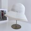 Outdoor Foldable Women Straw Bucket Hat Solid Color Wide Brim Summer Travel Sun Caps Breathable Fisherman Hat
