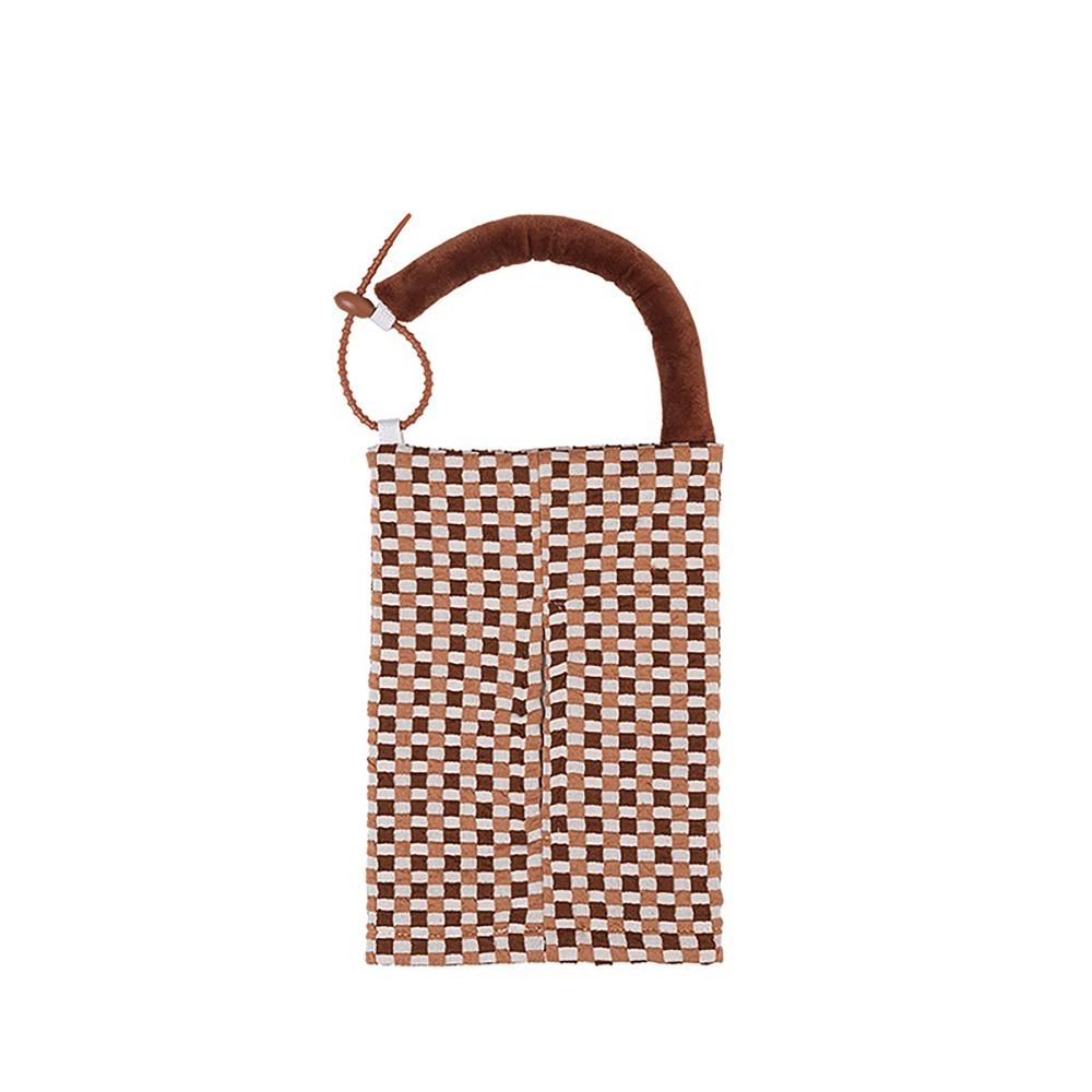 

Creative Plaid Fabric Car Tissue Box Hanging Dual-use Paper Box Car Paper Towel Bag for Car Interior кофейный