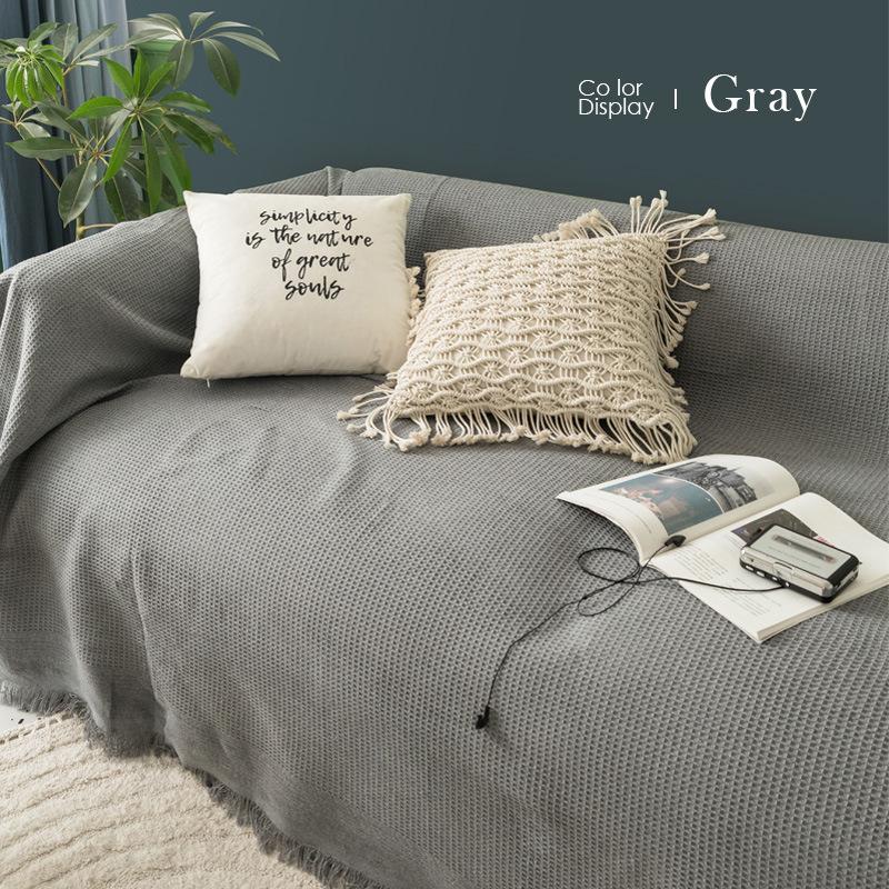 Ins Cream Yellow Sand Hair Towel Solid Color Sofa Cover Cloth Towel Full Cover Universal Cover All Inclusive Non-Slip Sofa Towel