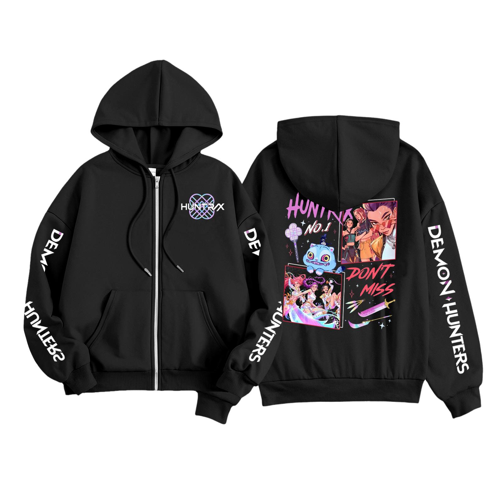 

Детская мода Женская легкая толстовка с длинным рукавом на молнии Толстовка с принтом и карманами 100 чёрный