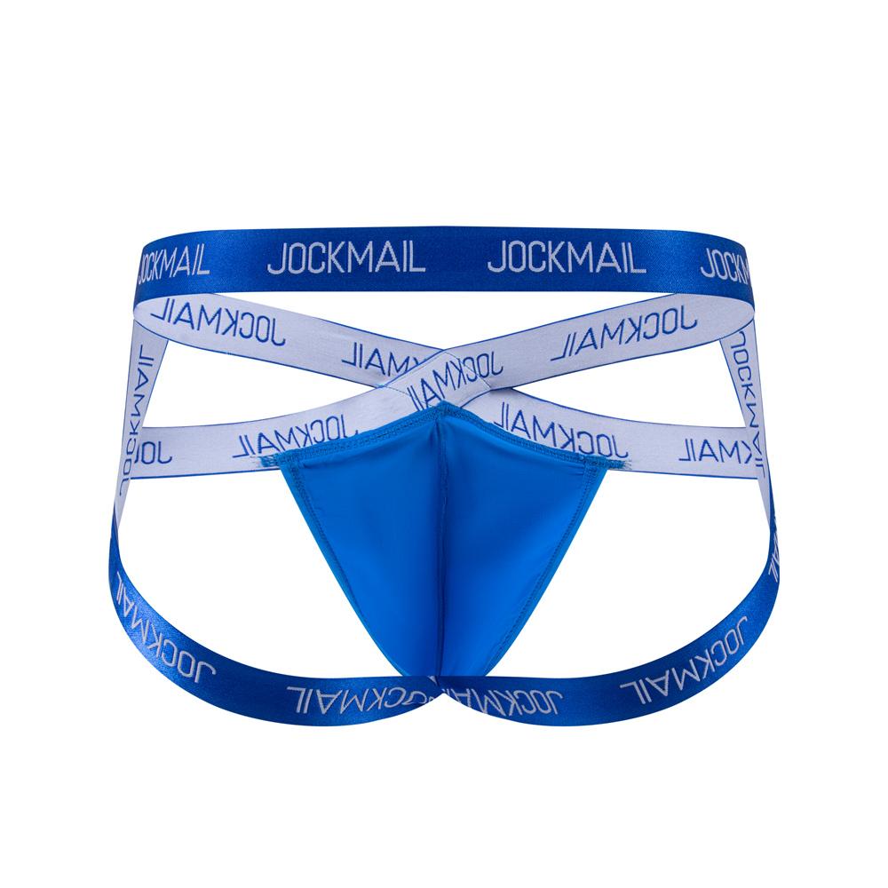 Jockstraps JOCKMAIL Sexy Cross Band mit Gummiband, Buchstabenaufdruck, einfarbig, Eisseide-Stoff, tägliche lässige Low-Rise Herren-Stringunterwäsche