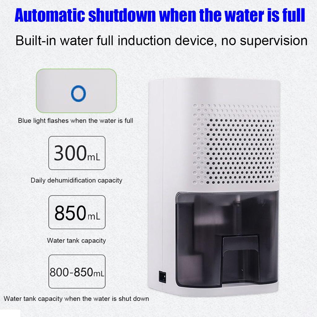 850ML Mini Dehumidifier Smart Moisture Absorber Household Dehumidifier Basement Moisture Absorber Mute Power saving