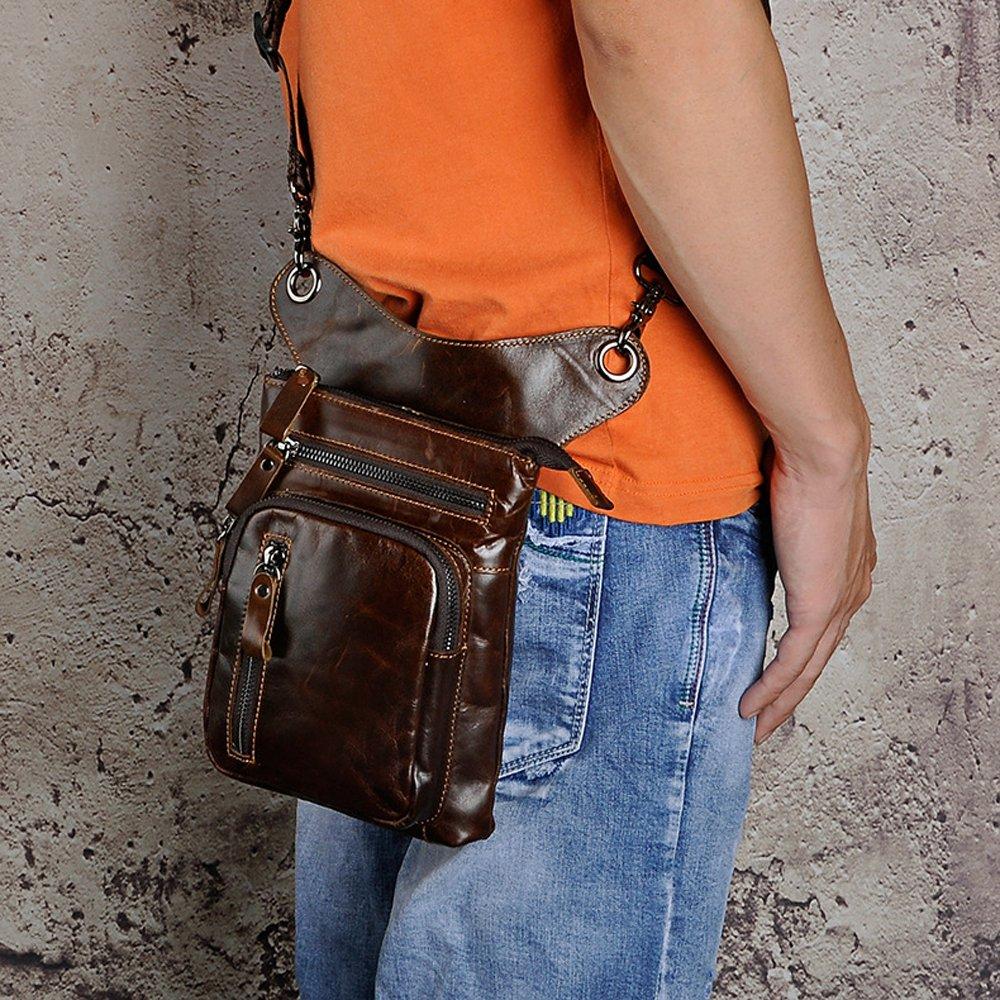 Meigardass Bein-Hüfttasche aus echtem Leder, abriebfest, Herren-Pouch, Leder, multifunktional, Motorrad, Oberschenkel, Tasche, Outdoor, wasserdicht, (Braun