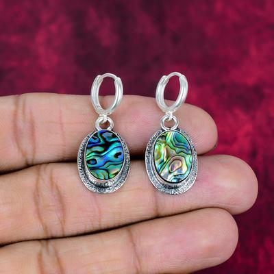 Orecchini in Argento Sterling Massiccio 925 con Conchiglia di Abalone, Gioielli Orecchini con Pietre Preziose Fatti a Mano, Regali per la Moglie Orecchini Nuovissimi