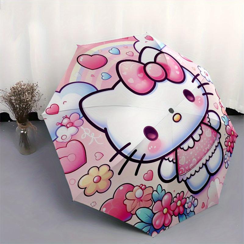 1pc Hello Kitty,Pastel Automatic Umbrella-Foldable, Durable 8-Bone Design, Compact and Stylish, Great for Camping, Halloween, Christmas, Mot