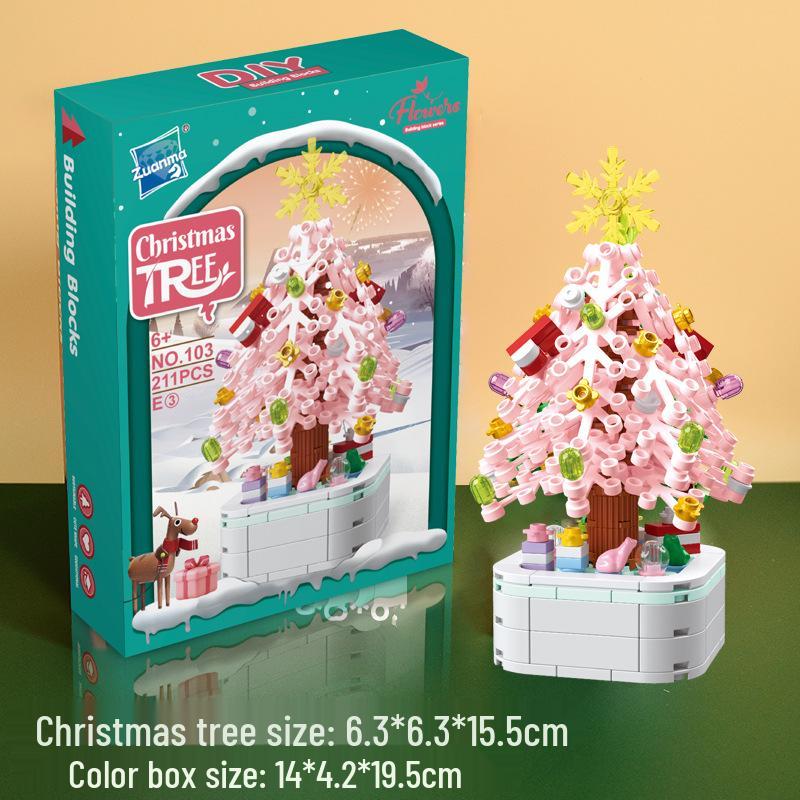 Drill Horse Christmas Tree Educational Model Ornament for Kids - Small Particle Assembly, Perfect Gift for Girls (103E)