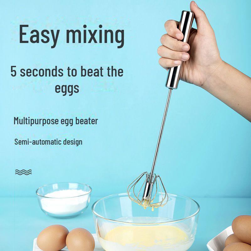 Stainless Steel Semi-Automatic Egg Beater and Whisk for Baking