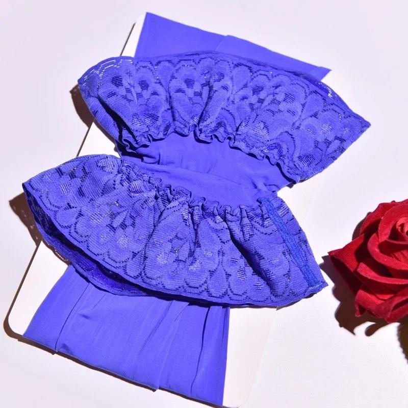 8D Oil Shiny Lace Top Thigh High Stockings Silicone Hold Up Ultra Thin Transparent Silk Medias Women Sexy Lingerie