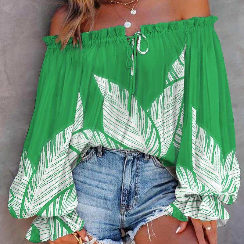 YYFS Moda feminina casual verão primavera manga comprida blusas e camisas de um ombro