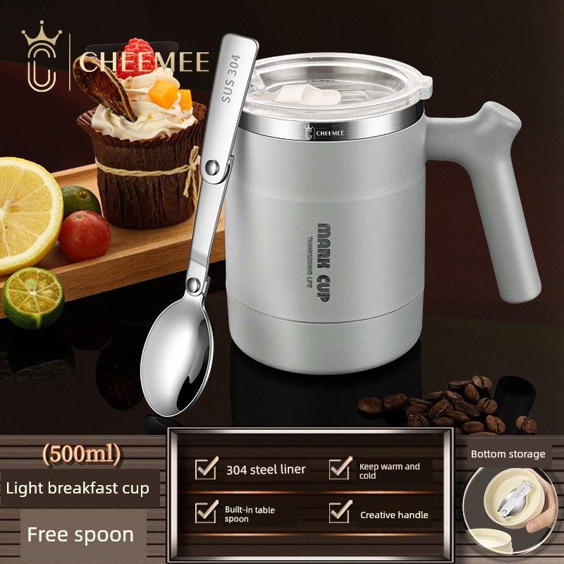 304 Stainless Steel Coffee Cup Portable Office Straw Cup Large Capacity Thermos Cup 2024 New Model