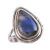 Natural Labradorite Gemstone 925 Solid Sterling Silver Jewelry Ring Size 7 n6S14
