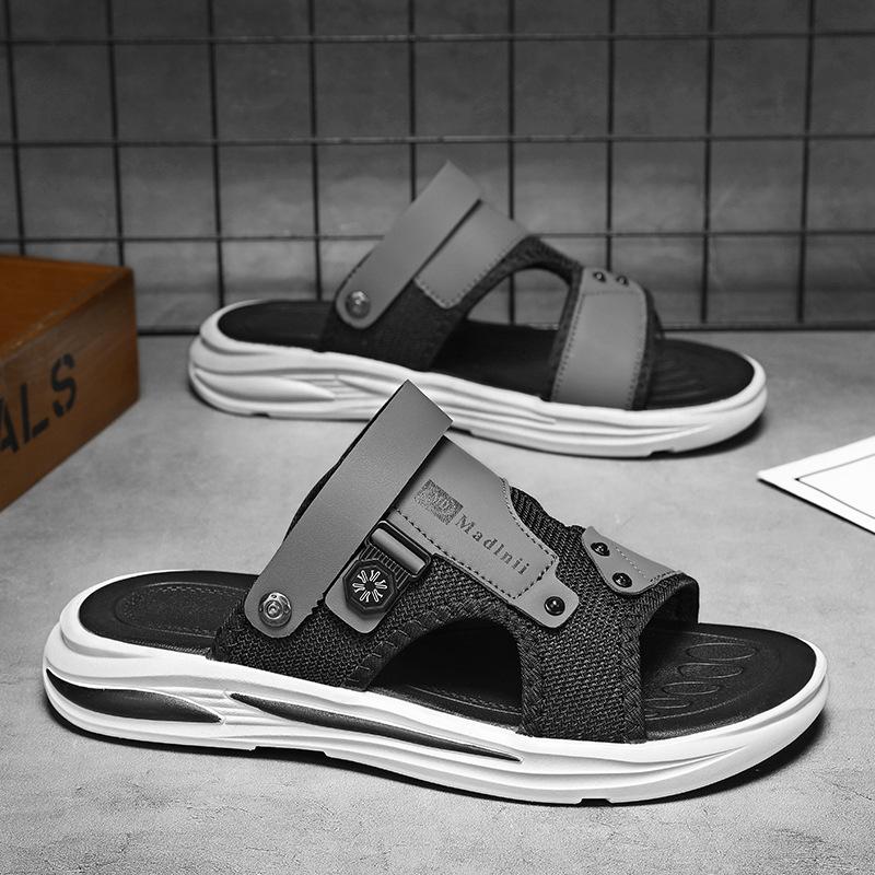 Summer New One-word Sports and Leisure Sandals Men's Comfortable and Breathable Soft-soled Non-slip Driving Beach Cool Slippers Two Wear