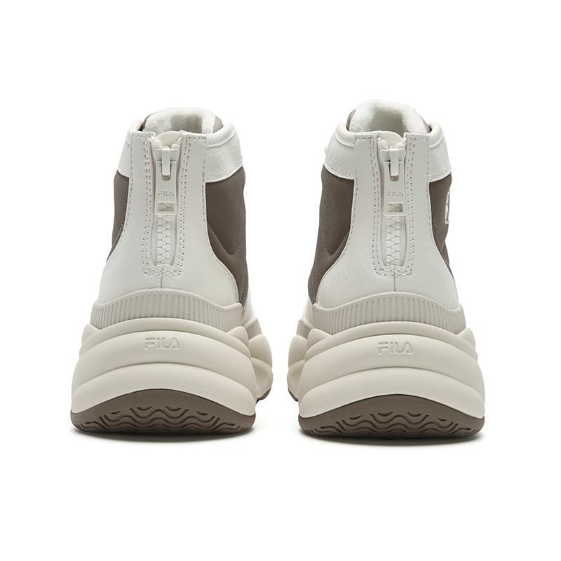 FILA BREAD Slip Resistant, Abrasion Resistant, Height Increasing Mid top Casual Shoes Women's Brown White F12W541120FCG