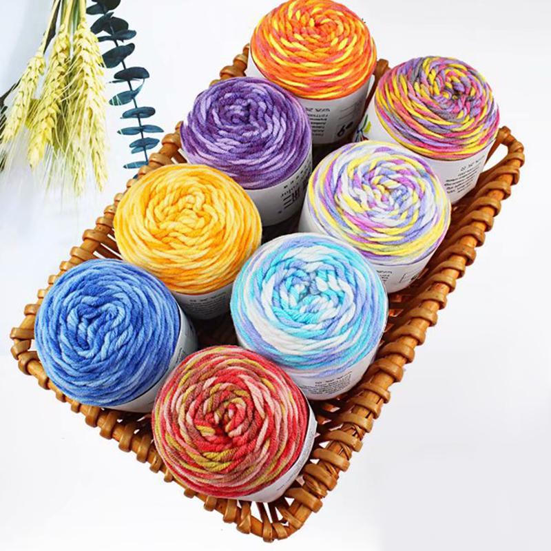 50g/Ball Adult Scarf Colorful Segment Dyeing 8 Strands Cotton Yarn Yarn DIY Hand Knitted