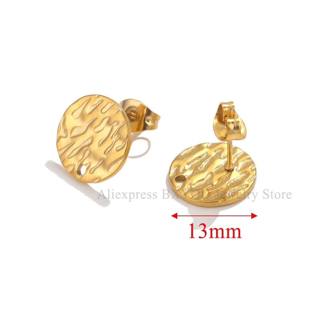 10pcs Round Stainless Steel Gold Plated Earrings Making Supplies Hooks Connectors Earring Posts Studs Pins Findings Components