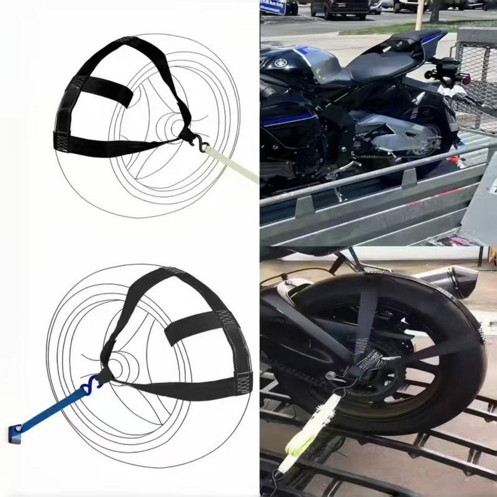 Heavy Duty Wheel Securing Strap Foldable Motorcycle Tie Down Strap Tow Truck Use