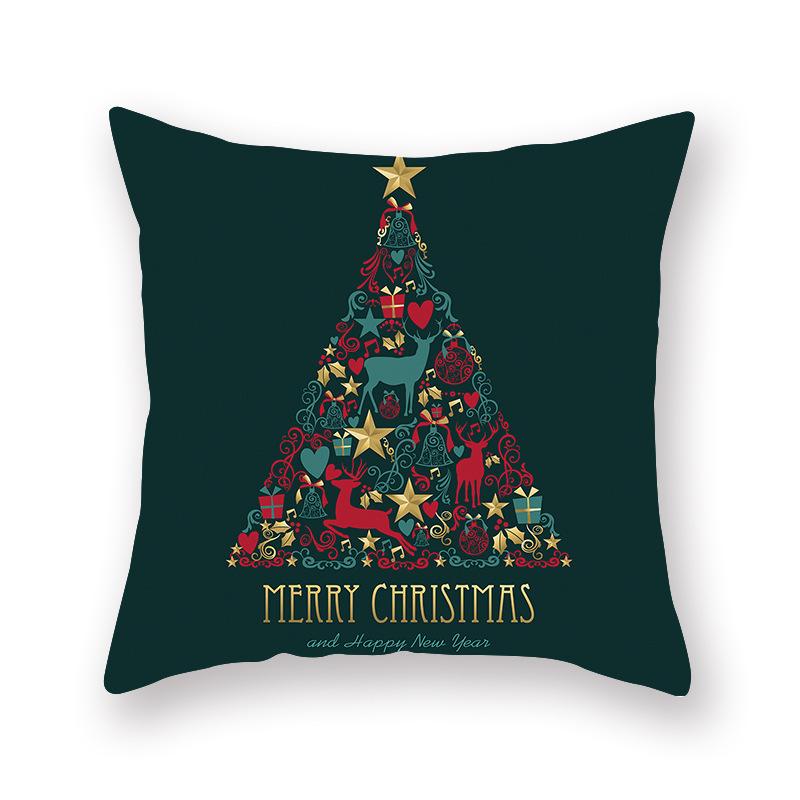 New Christmas Printed Linen Pillow Cover Sofa Cushion Cover Home Furnishings