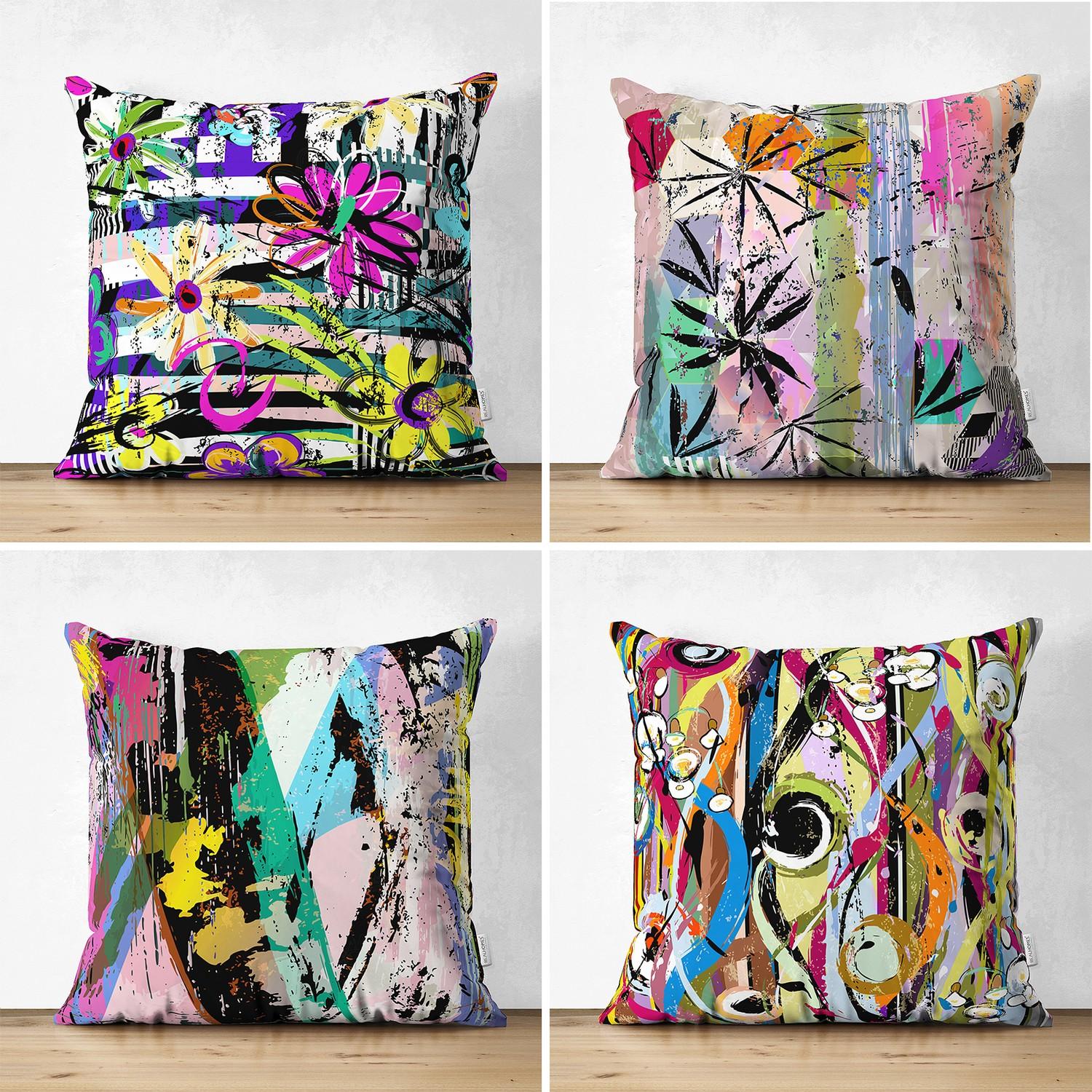 

Набор из 4 двухсторонних замшевых чехлов для подушки с геометрическим рисунком Мазки кистью