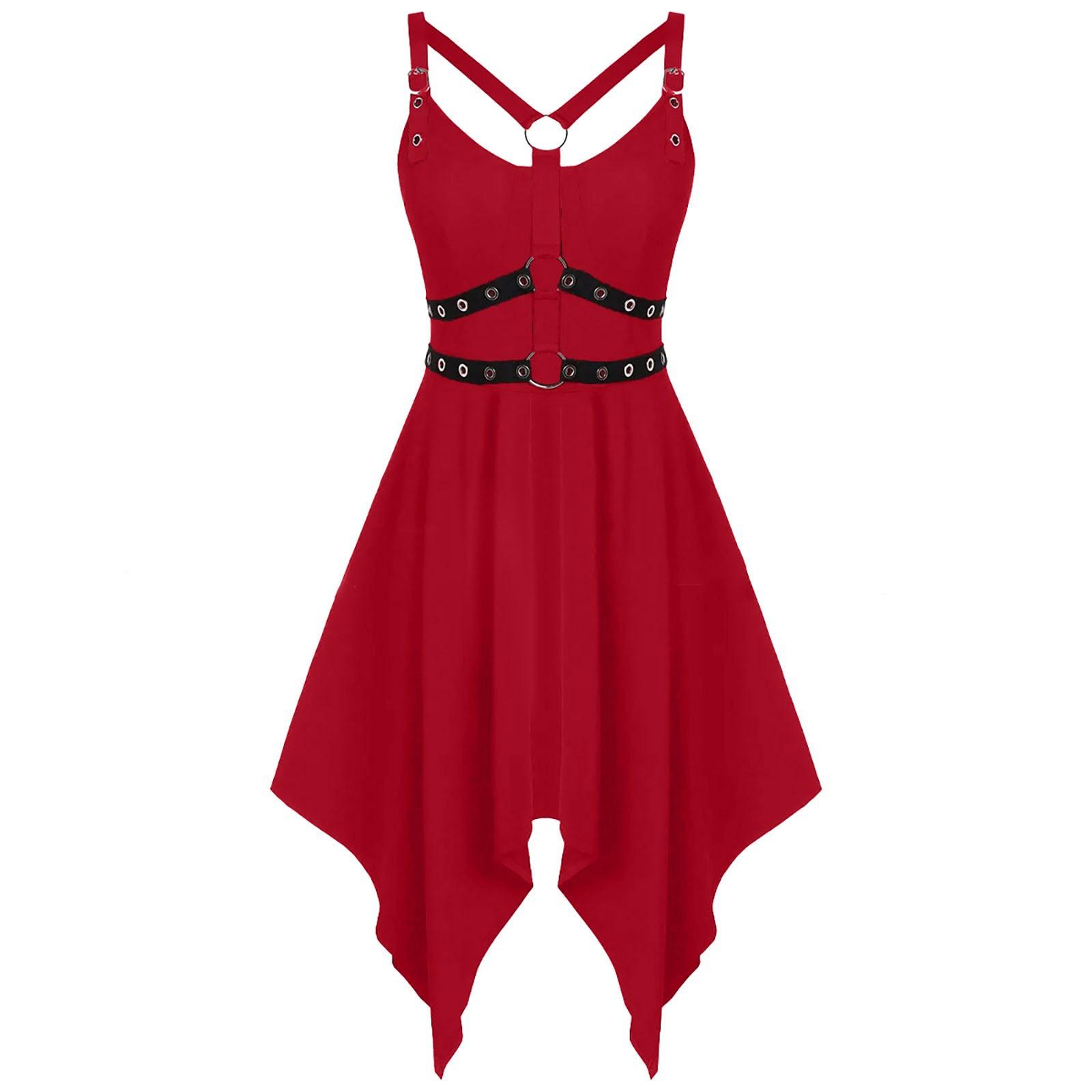 

Женские нестандартные платья Сексуальные платья Однотонные платья без рукавов XL красный