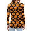 Women's Fashion Hem Slit Casual Halloween Printed Round Neck Long Sleeve Top